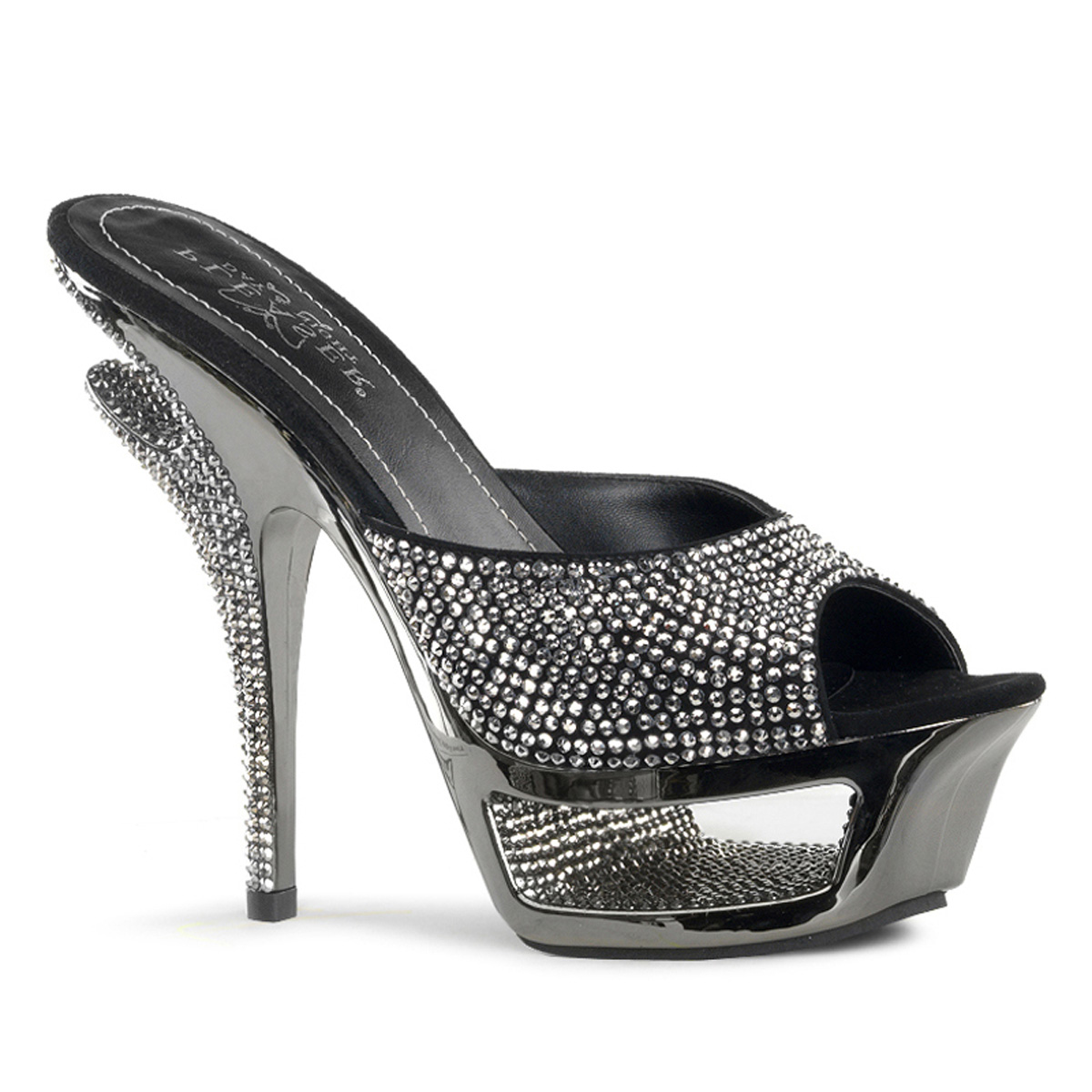 PLEASER Day & Night DELUXE-601RS 5 1/2" Heel, 1 3/4" Cut-Out PF Slide Blk Suede