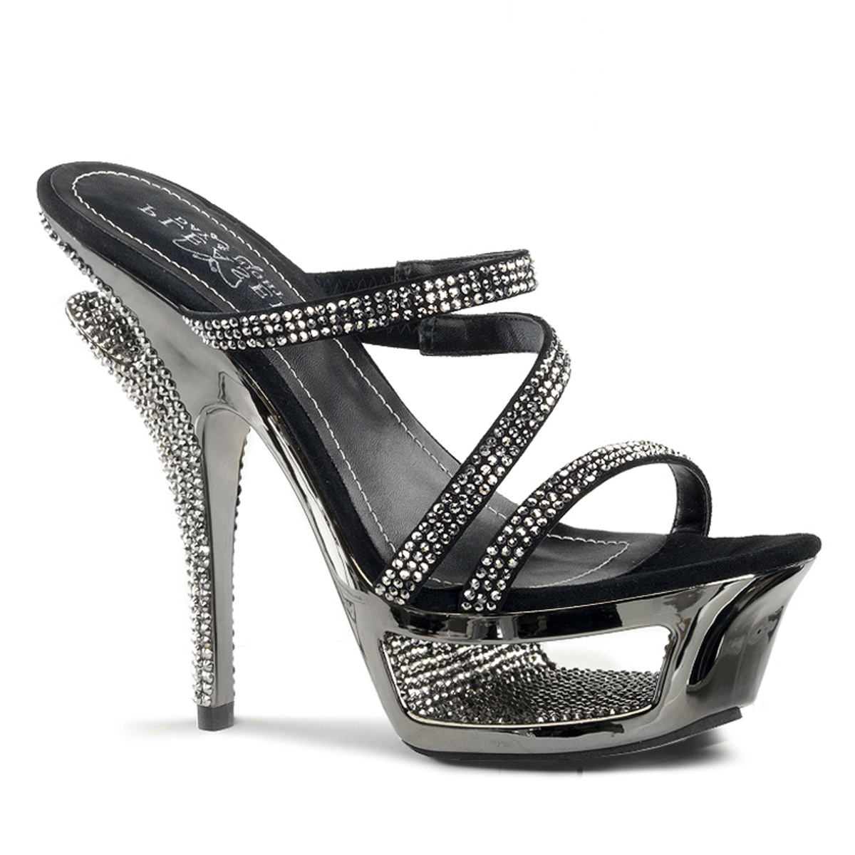 PLEASER Day & Night DELUXE-603 5 1/2" Heel, 1 3/4" Cut-Out PF Slide Blk Suede