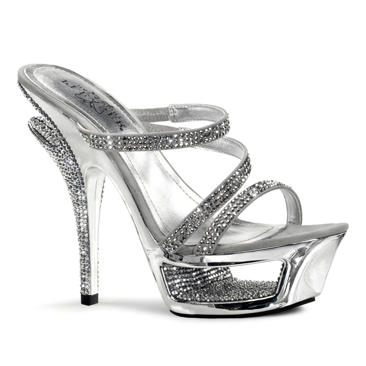 PLEASER Day & Night DELUXE-603 5 1/2" Heel, 1 3/4" Cut-Out PF Slide L. Grey Suede