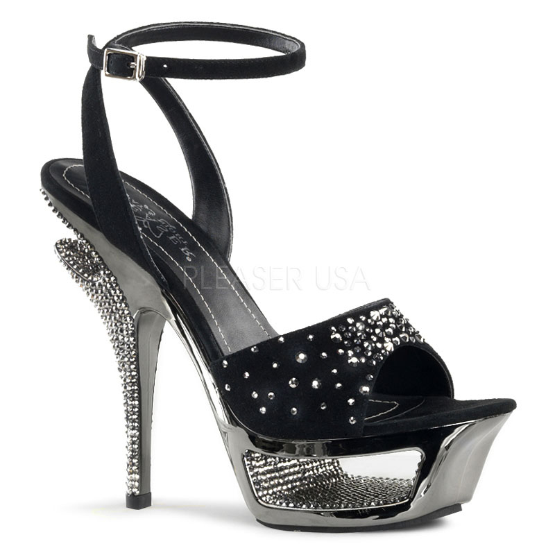 PLEASER Day & Night DELUXE-631RS 5 1/2" Heel, 1 3/4" Cut-Out PF Blk Suede