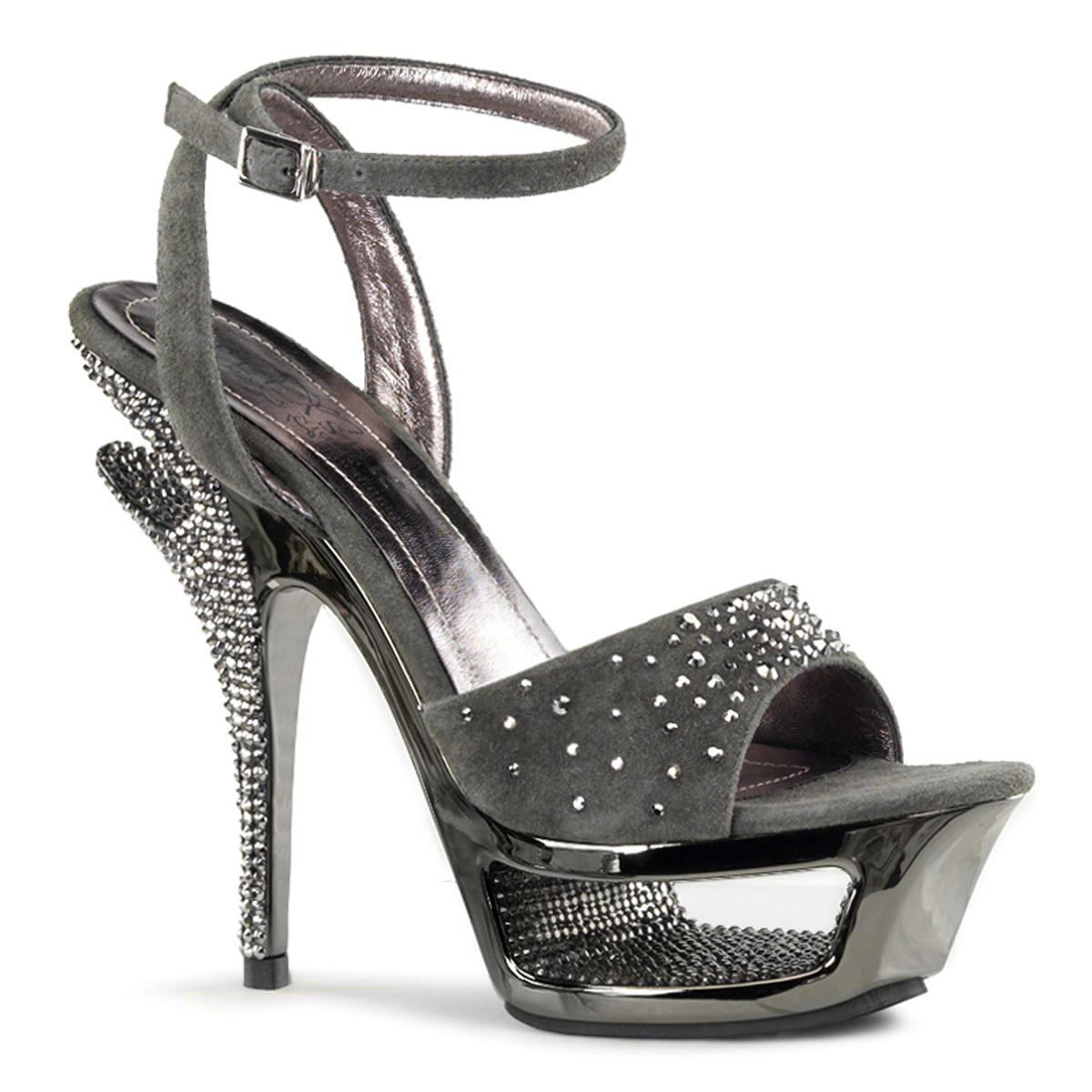 PLEASER Day & Night DELUXE-631RS 5 1/2" Heel, 1 3/4" Cut-Out PF D. Grey Suede