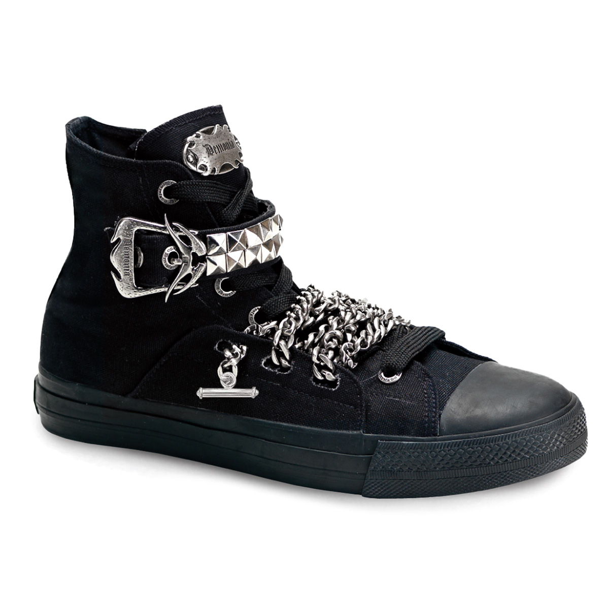 DEMONIA DEVIANT-110 Canvas High Top Sneaker Blk Canvas