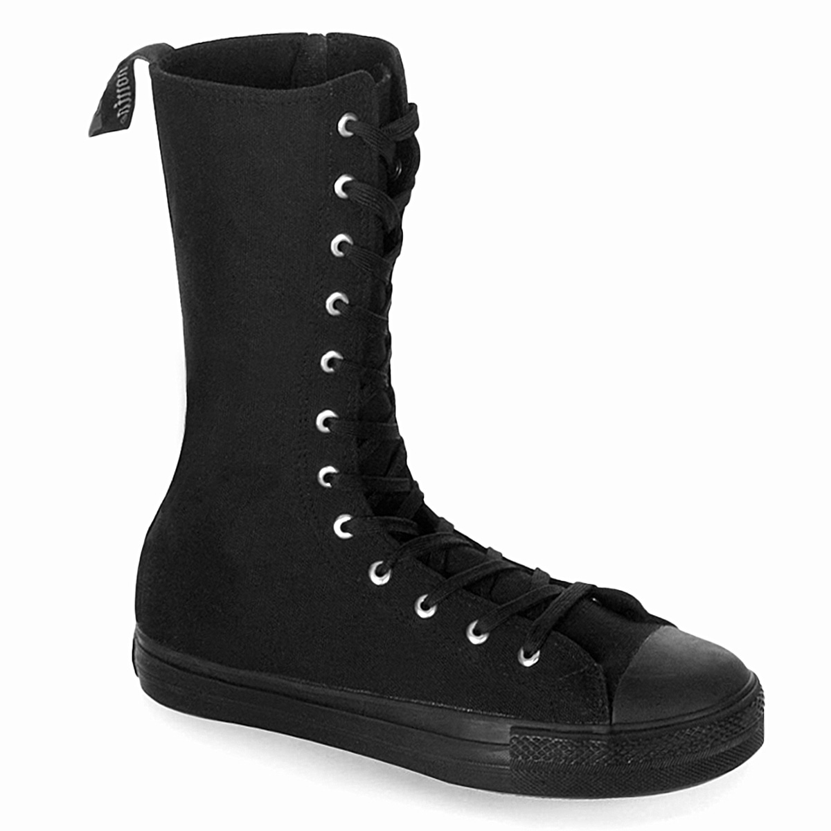DEMONIA DEVIANT-201 Canvas Calf Sneaker Boot Blk Canvas