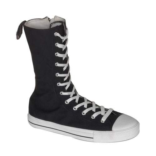 CLEARANCE DEVIANT-201 *Canvas Mid-Calf Sneaker Boot Black Canvas W/ Wht Bottom