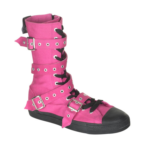 DEMONIA DEVIANT-204 Canvas Calf Sneaker Boot H. Pink Canvas