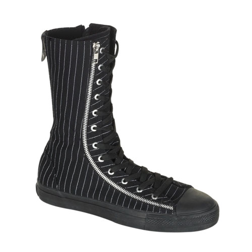 CLEARANCE DEVIANT-206 *Canvas 2 Zipper Calf Sneaker Boot Black Canvas