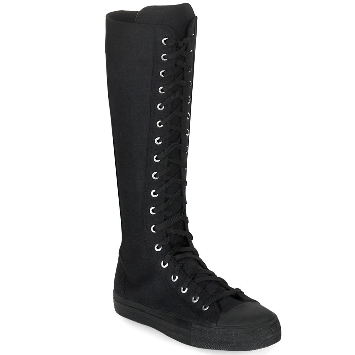DEMONIA DEVIANT-301 Canvas Knee Boot Sneaker Blk Canvas