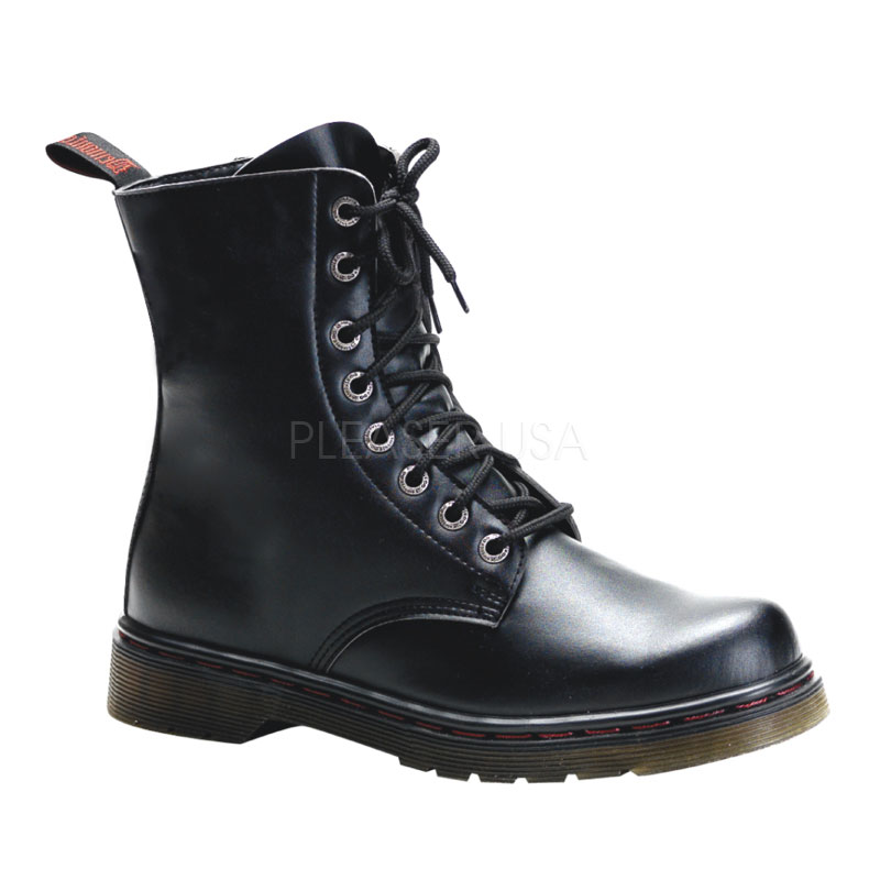 DEMONIA DISORDER-100 8 Eyelet Ankle Combat Boot Blk Pu