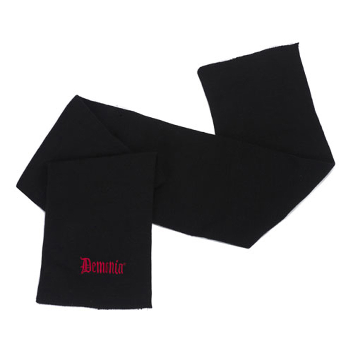 DEMONIA DM-1205 Pro Rib Black Knit Scarf Embroidered Demonia Logo In Red