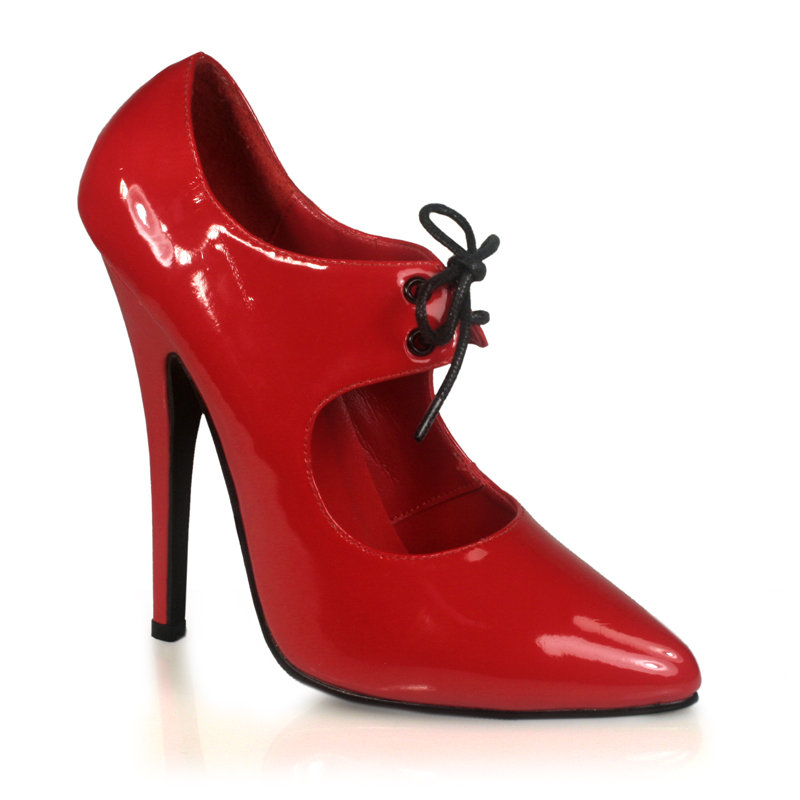 CLEARANCE DOMINA-451 *6" Open Oxford Style Lace-Up Pump Red  Patent