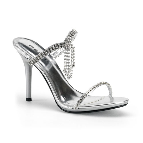 CLEARANCE ENCHANT-02 *4" Slide W/ Rhineston Silver Met Pu
