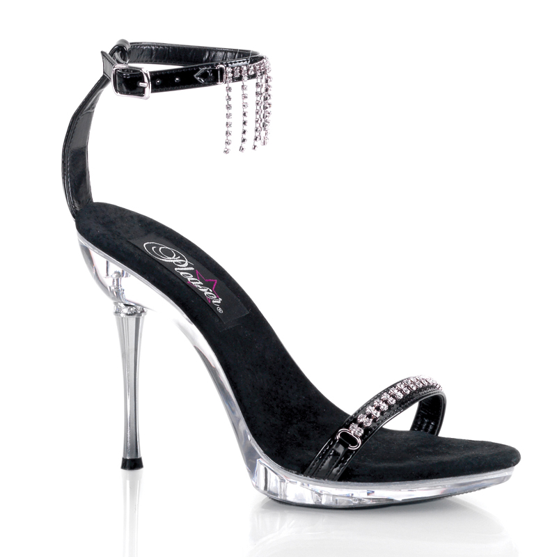 CLEARANCE EXCITE-463 *4 1/2" Metal Heel Ankle Wrap Mini PF W/RS Blk-RS/Clr