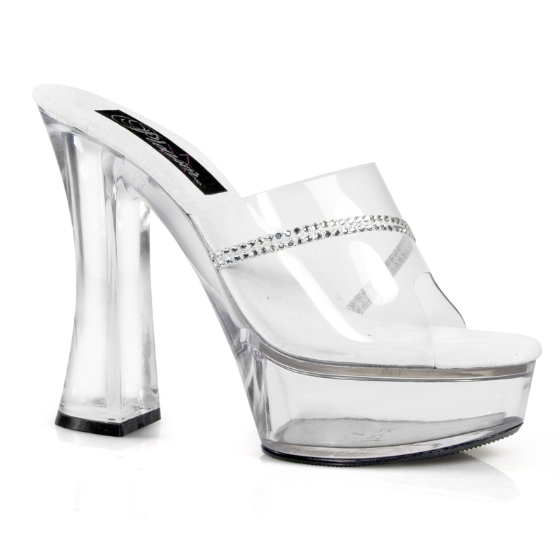 CLEARANCE EXPOSE-501R *5" Stack Heel P/F Slide W/ Rstn Clr/Clr