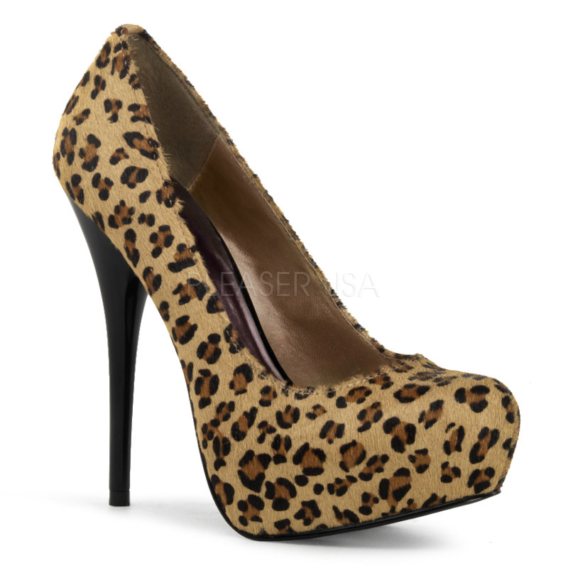 PLEASER Day & Night GORGEOUS-20 5 1/4" Stiletto Heel, 1 1/4" Hidden PF Plain Pump Leopard Pony Fur