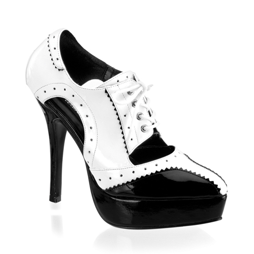 CLEARANCE INDULGE-569 *5 1/4" Spectator PF Shoe Blk-Wht Pat