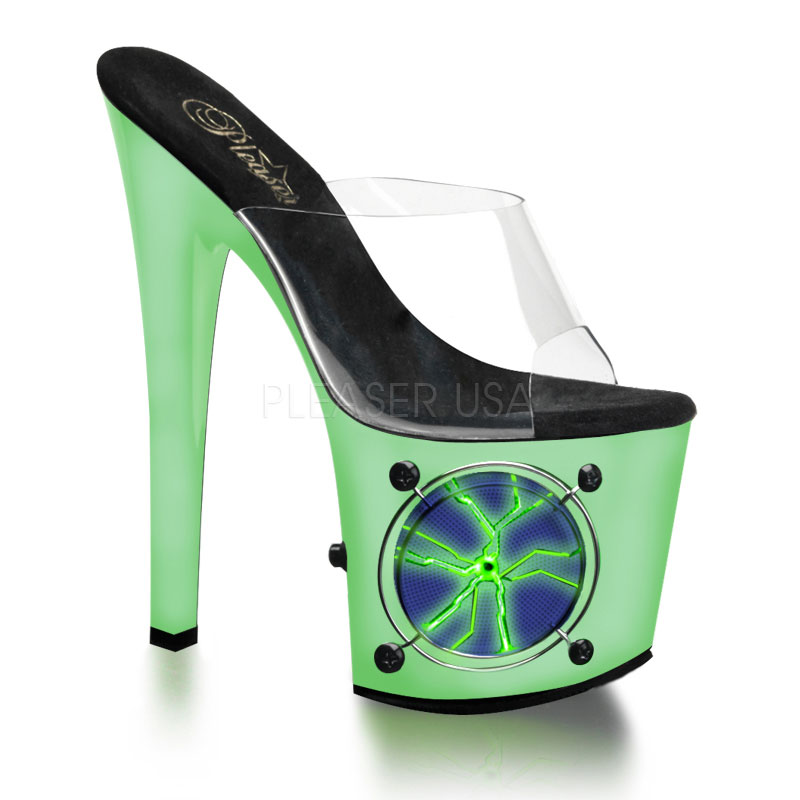 PLEASER LIGHTNING-701UV 7 1/2" P/F Slide W/ UV Lime Strobe Lights Clr/Lime-GL