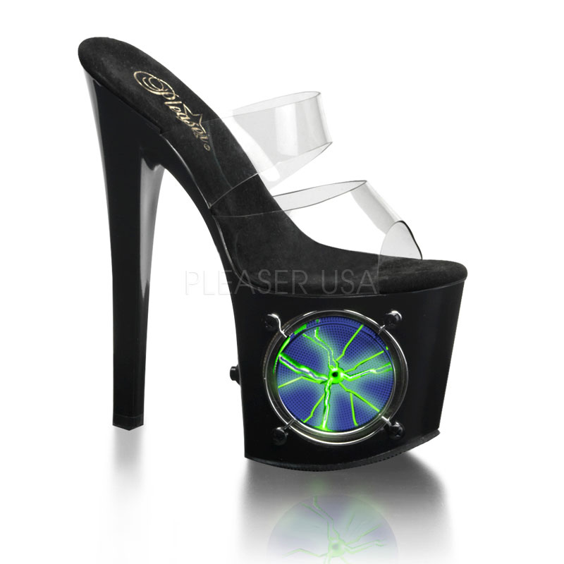 PLEASER LIGHTNING-702 7 1/2" P/F Two Band Slide W/ Green Strobe LT Clr/Blk-GL