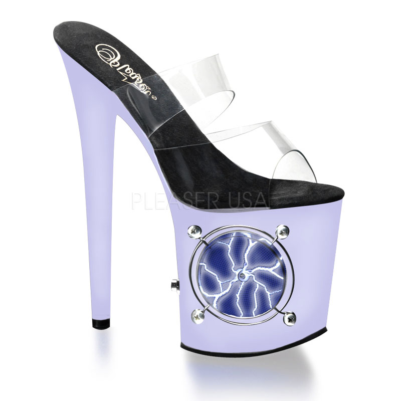 PLEASER LIGHTNING-802UV 8" P/F Two Band Slide W/ LimeStrobe Lights Clr/Wht-WL