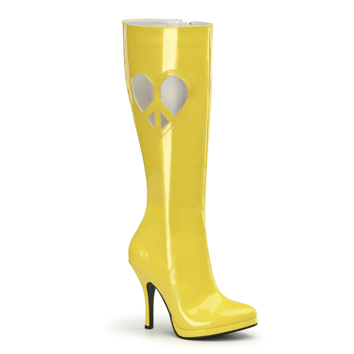 FUNTASMA LOVE-270 4 1/2" Heel, 1/2" P/F Knee Boot W/ Heart Shape Die Cut Yellow Pat