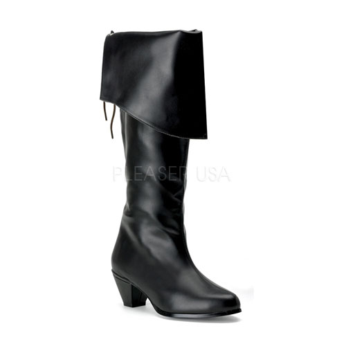PLEASER MAIDEN-2025 2 1/2" Stack Heel Ladies' Pirate BT Blk Pu