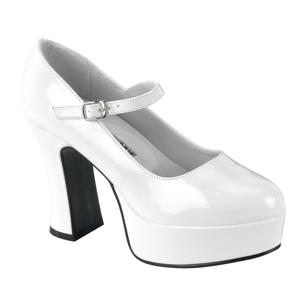 FUNTASMA MARYJANE-50 Chunky Heel Mary Jane P/F Pump Wht Pat