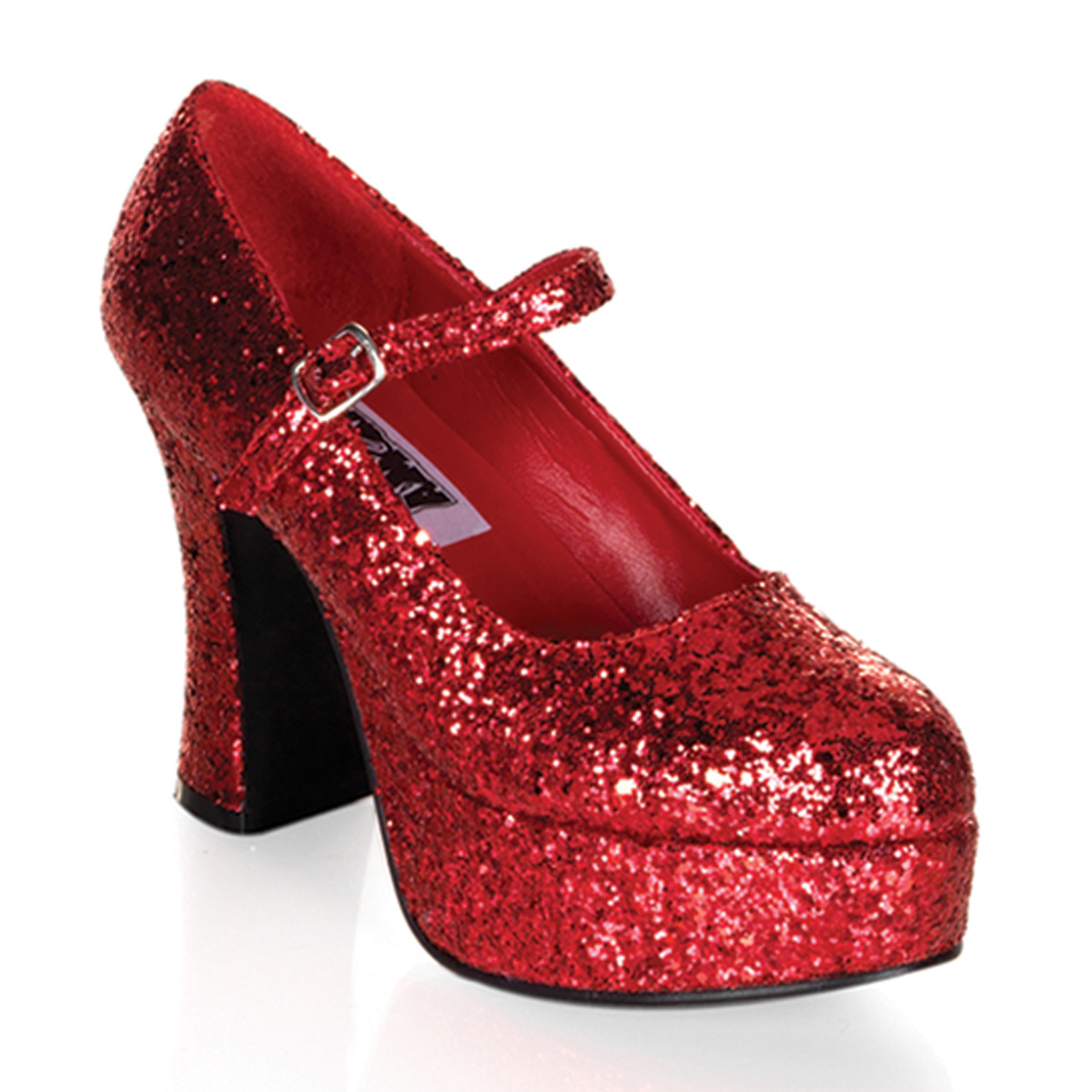 FUNTASMA MARYJANE-50G Chunky Heel Mary Jane P/F Pump Red Gltr