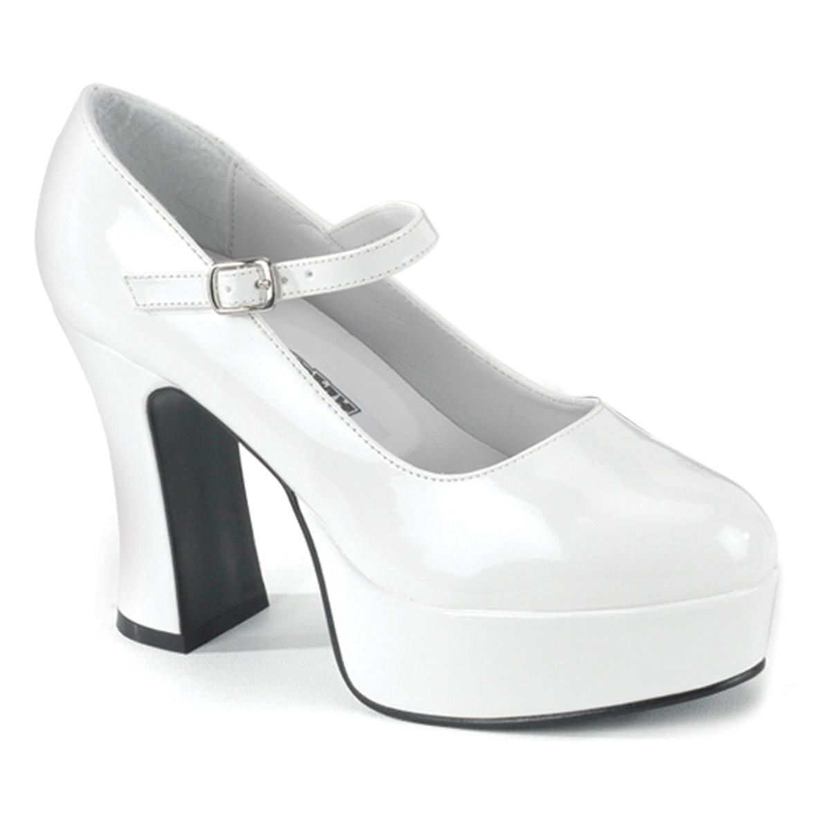 FUNTASMA MARYJANE-50X Wht Pat Wide Width Mary Jane Platform Shoe, 4" Wht Pat