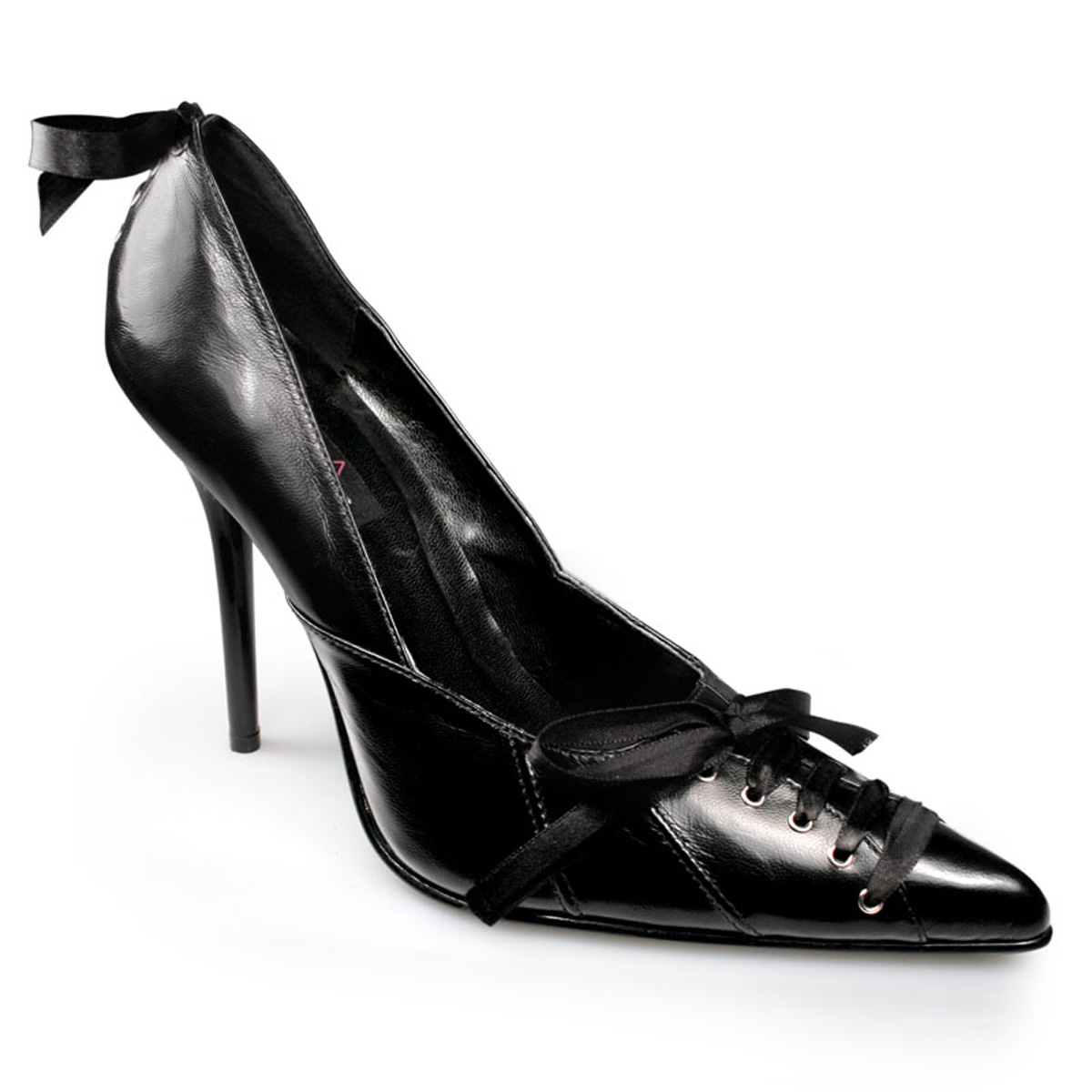 PLEASER MILAN-07 4 1/2" Pump W/ Corset Lacing Detal Blk Leather