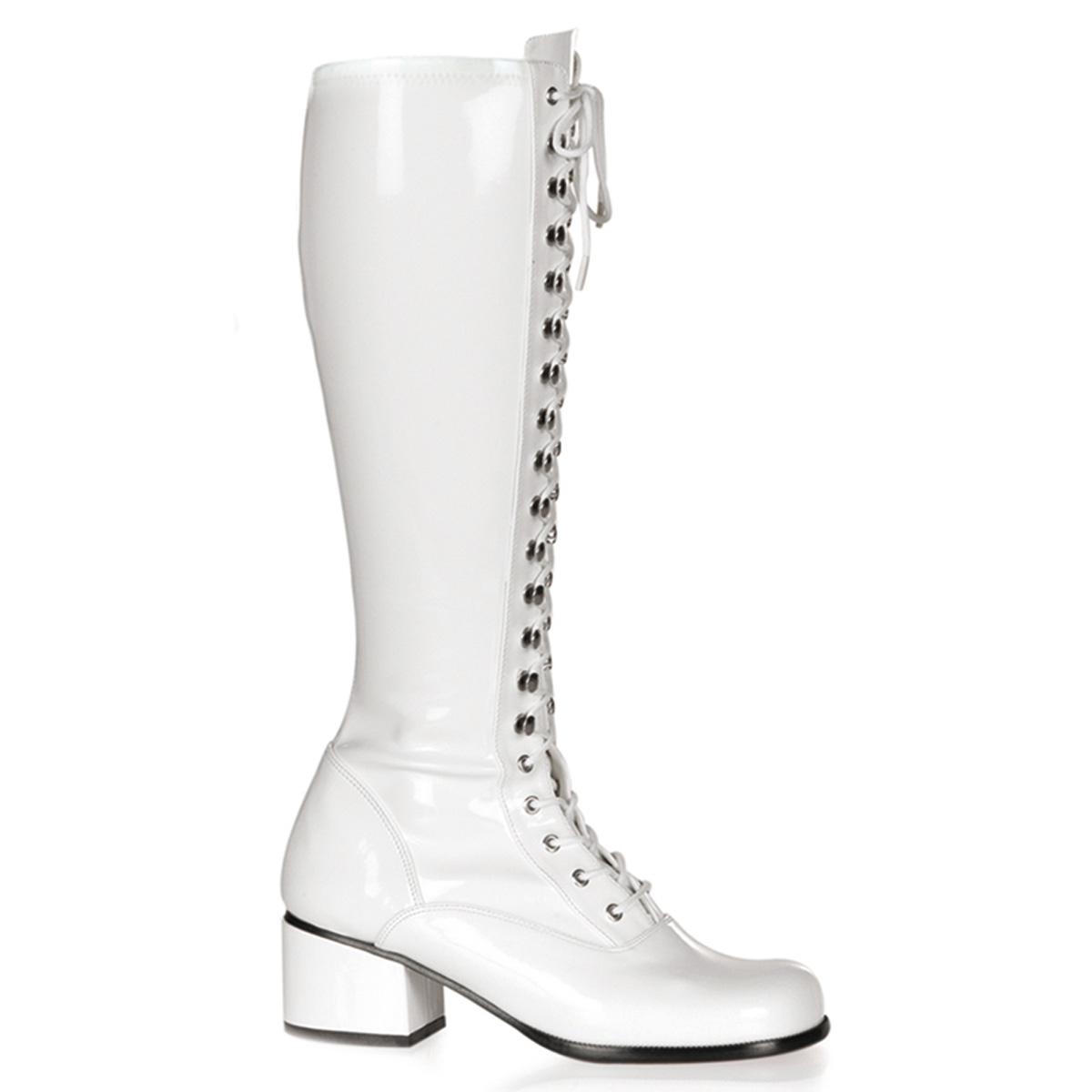 FUNTASMA RETRO-302 2" Block Heel ST Boot Wht Str Pat