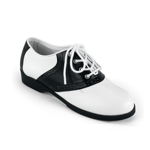 FUNTASMA SADDLE-08 Children Flat Saddle Shoes Blk-Wht Pu