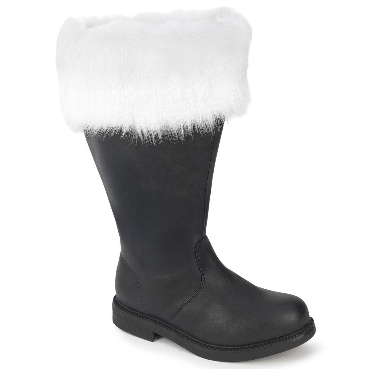 FUNTASMA SANTA-106WC Wide Calf Santa Boots Blk Pu-Wht Faux Fur