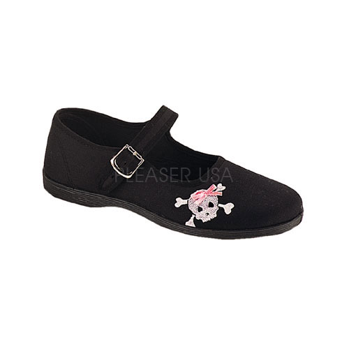 DEMONIA SASSIE-02 Canvas w/Skull M/J Blk Canvas Shoe Blk Canvas