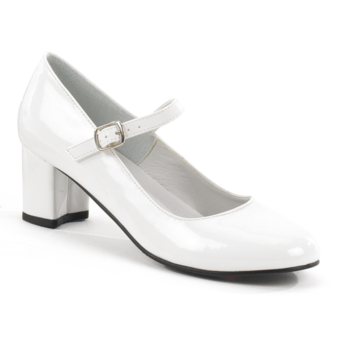 FUNTASMA SCHOOLGIRL-50 2" Plain Maryjane Wht Pat
