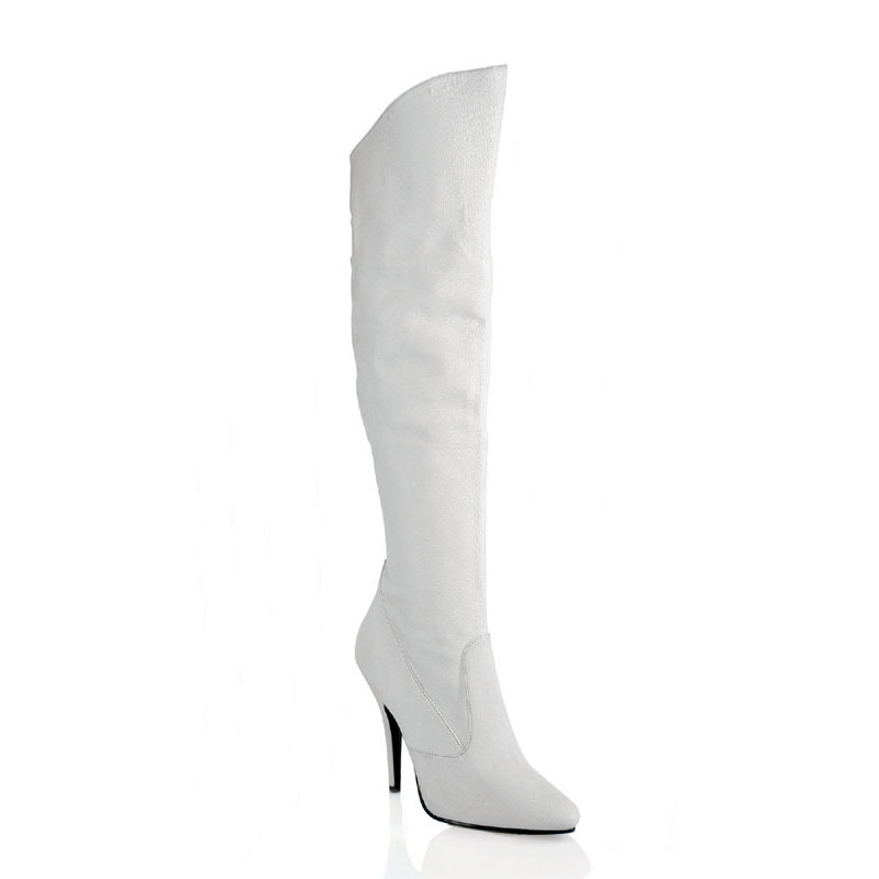 CLEARANCE SEDUCE-2013 *5" Cuffed Knee BT, 1/2 Inside Zip White Leather