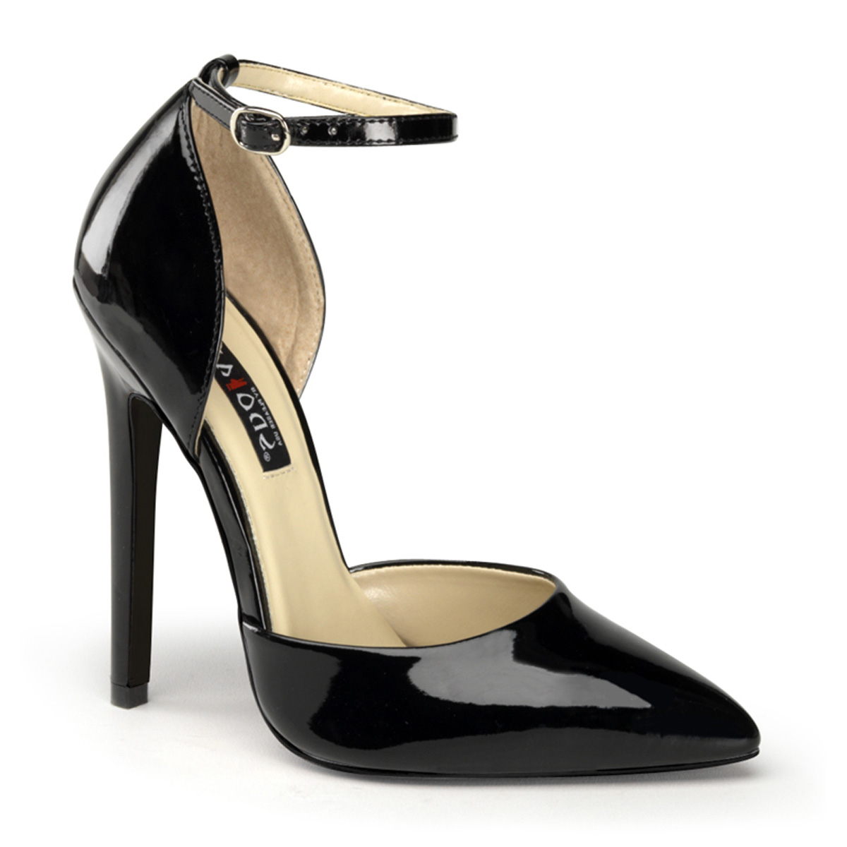 DEVIOUS SEXY-21 5" Stiletto Heel Ankle Strap D' Orsay Pump Blk Pat