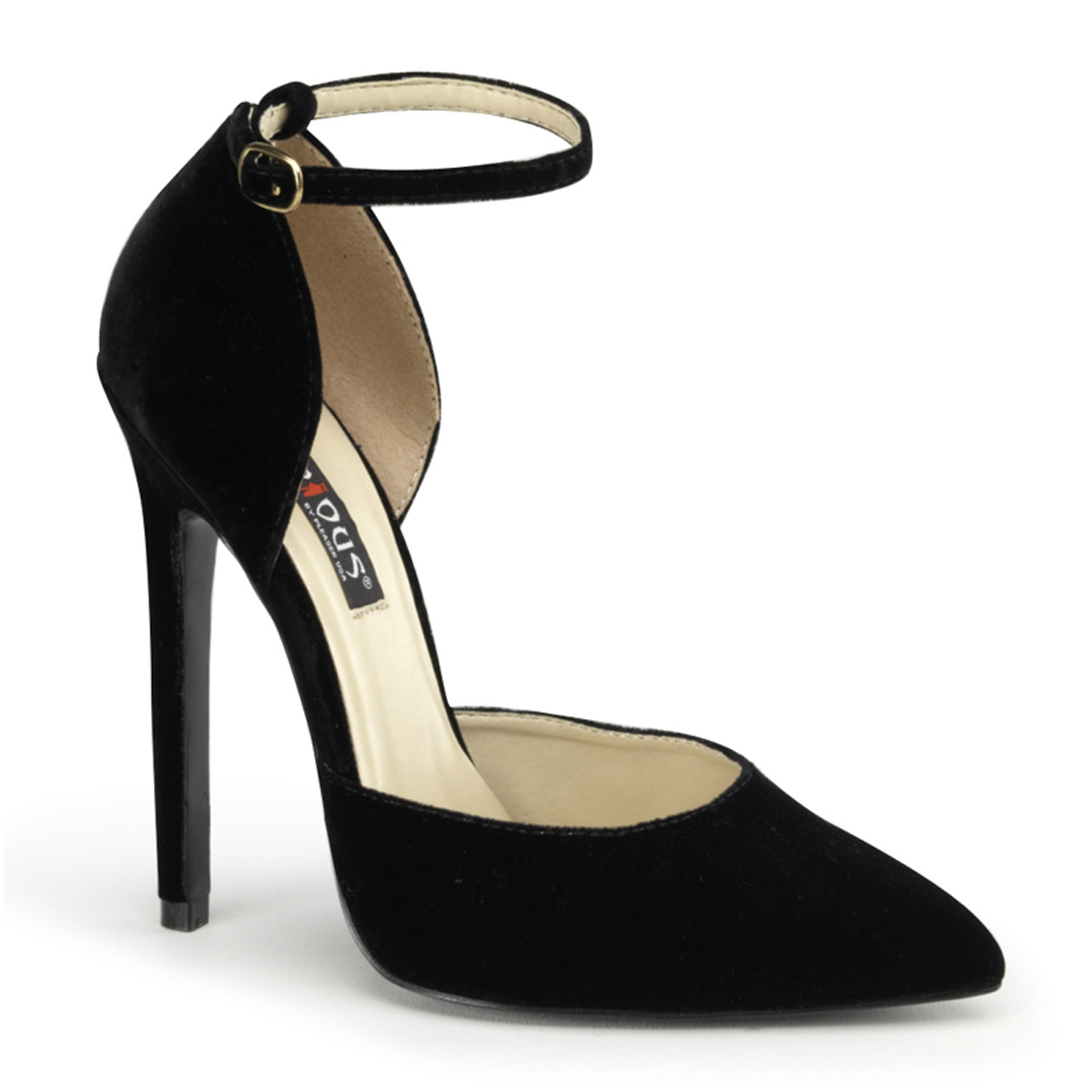 DEVIOUS SEXY-21 5" Stiletto Heel Ankle Strap D' Orsay Pump Blk Velvet
