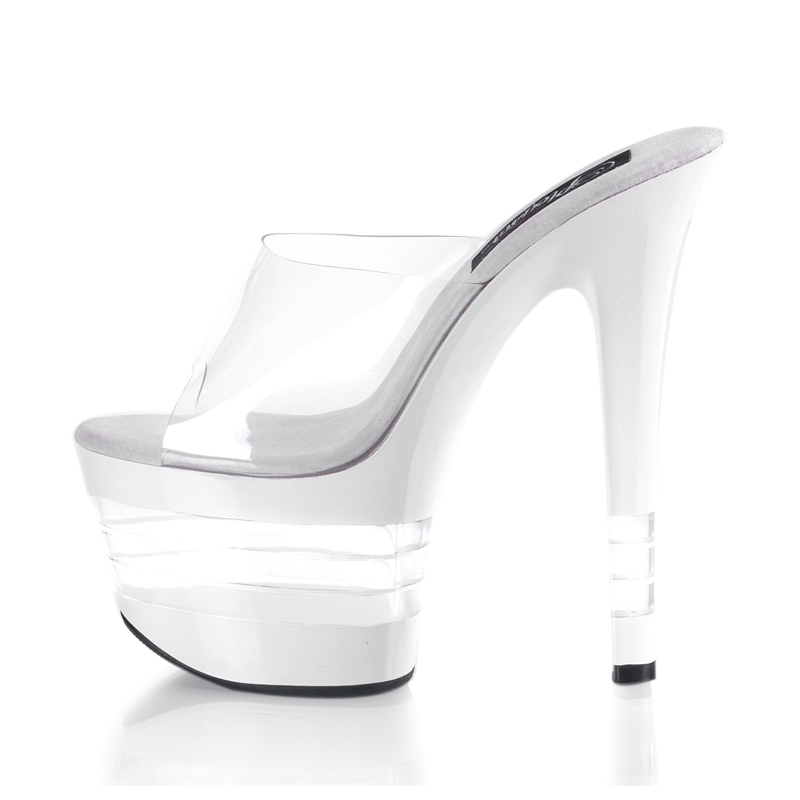 CLEARANCE SKY-301LN *6 3/4" Stiletto Heel Lined PF Slide Clr/Wht