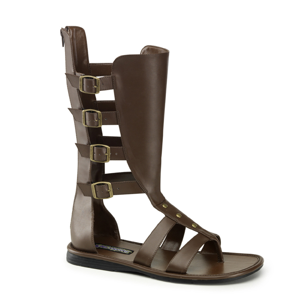 FUNTASMA SPARTAN-105 4 Buckle Strap Calf High Gladiator Sandal Brown Pu