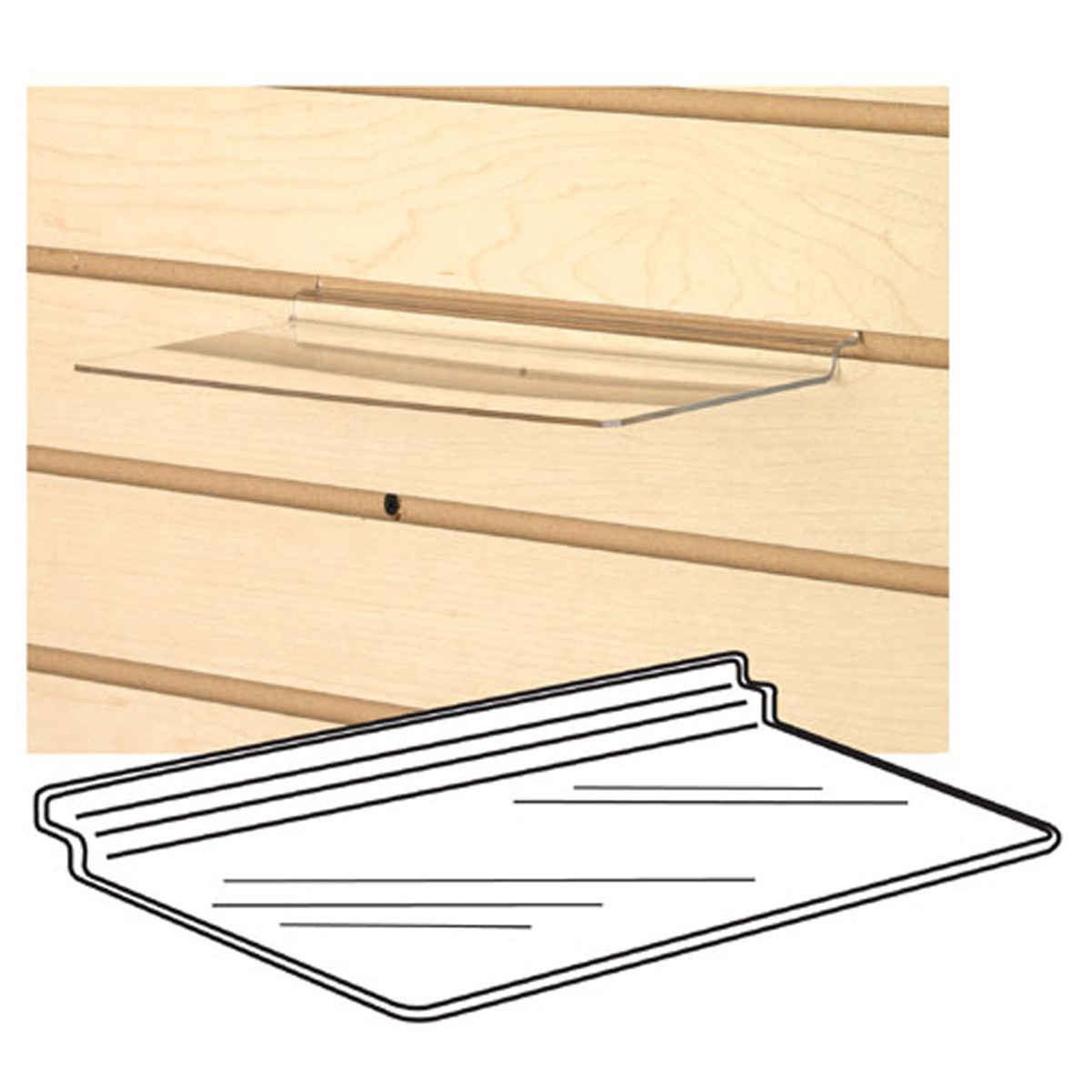 ACCESSORIES SS-01 Clear Acrylic Slatwall Shelf/STD