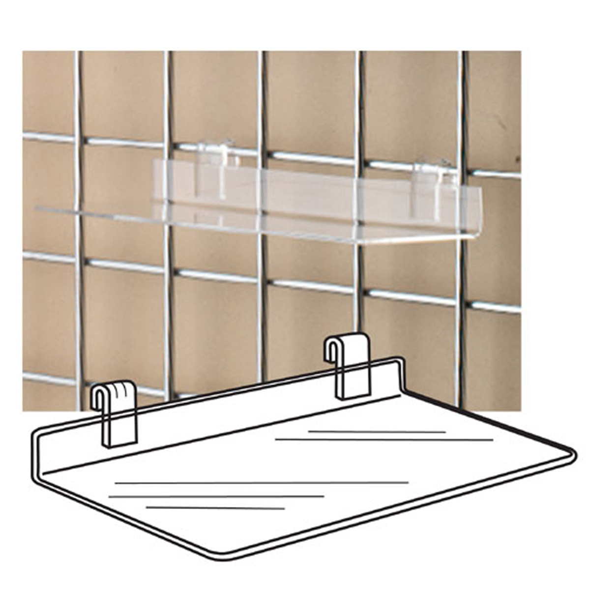 ACCESSORIES SS-02 Clear Acrylic Gridwall Shelf/STD
