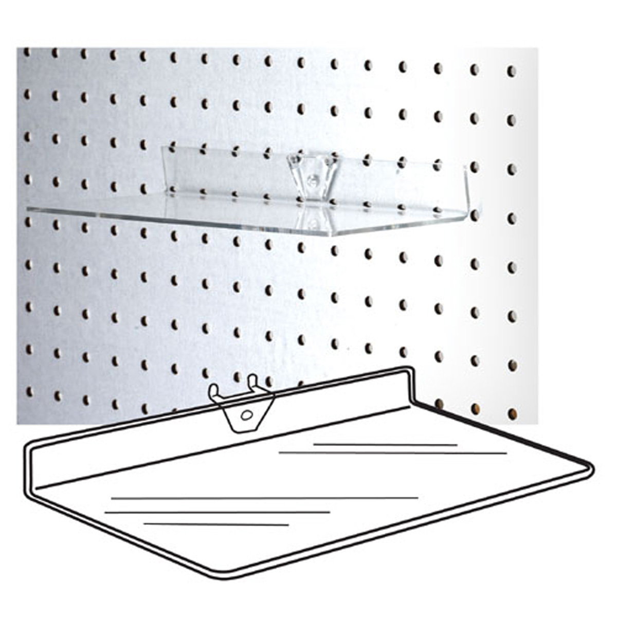 ACCESSORIES SS-03 Clear Acrylic Pegboard Shelf/STD