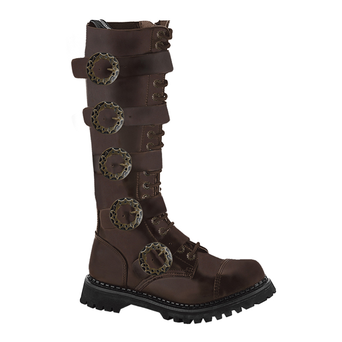 DEMONIA STEAM-20 20 Eyelet 5 Strap S/T Brown Leather Calf Boot Brown Leather