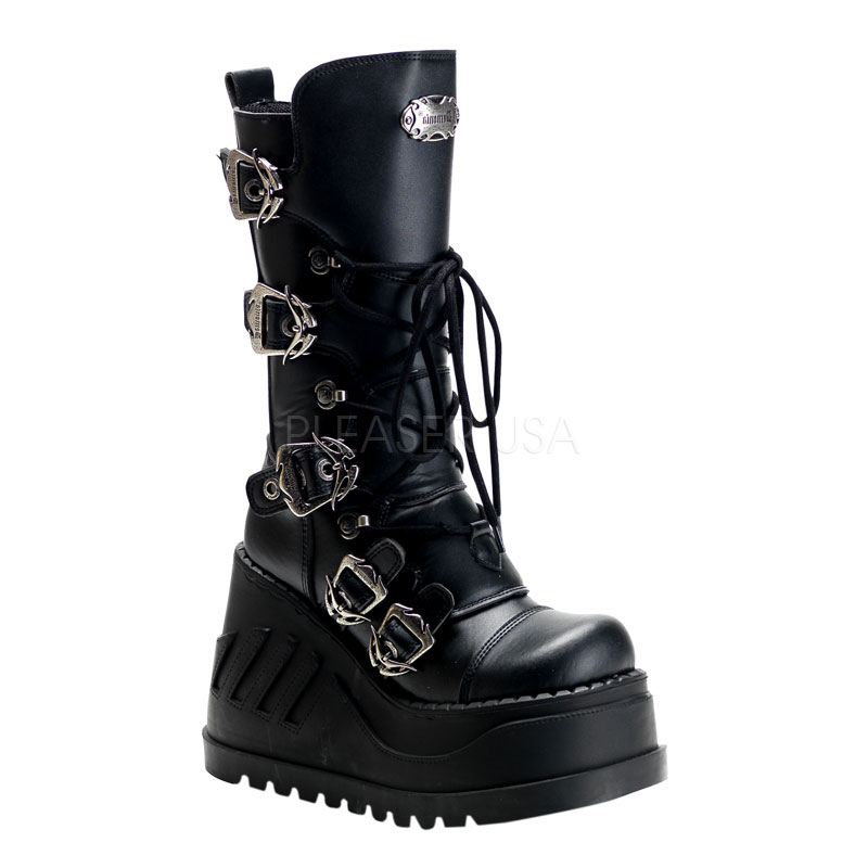 DEMONIA STOMP-101 4 3/4" P/F Calf Boot Blk Pu