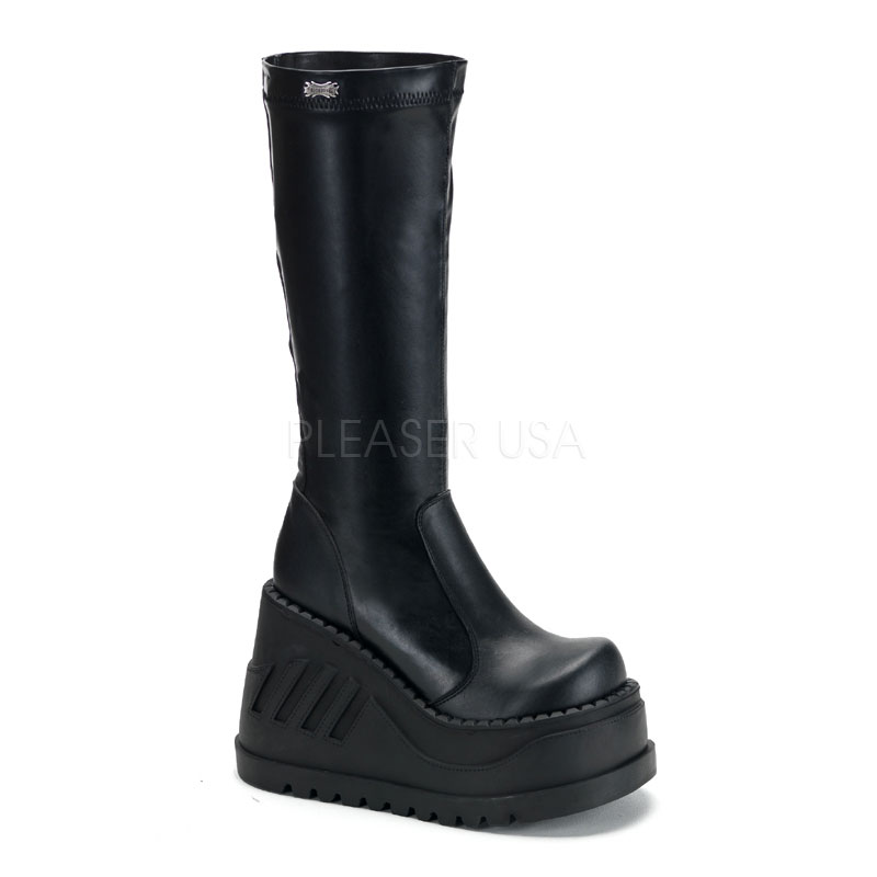 DEMONIA STOMP-300 4 3/4" P/F Calf Boot Blk Str Pu