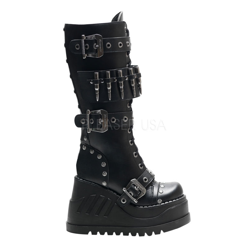 DEMONIA STOMP-314 4 3/4" P/F Knee Boot/Blk Pu