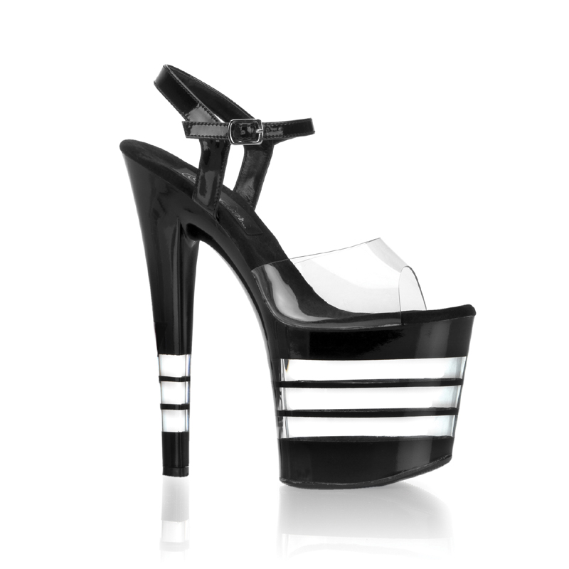 CLEARANCE TABOO-708LN *7 1/2" Stiletto Heel Ankle Strap PF Sandal Blk/Blk