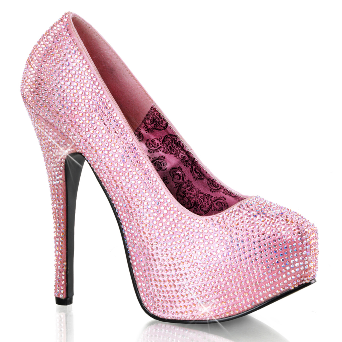 BORDELLO TEEZE-06R 5 3/4" Heel, 1 3/4" Hidden PF RS Pump B.Pink Satin-Irid RS