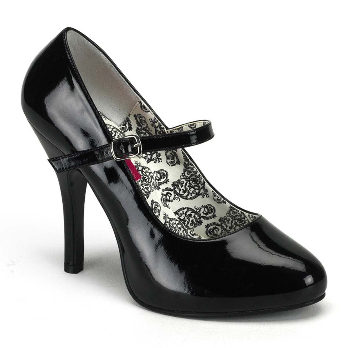 BORDELLO TEMPT-35 4 1/2" Heel Buckle Strap Maryjane W/Concealed PF Blk Pat