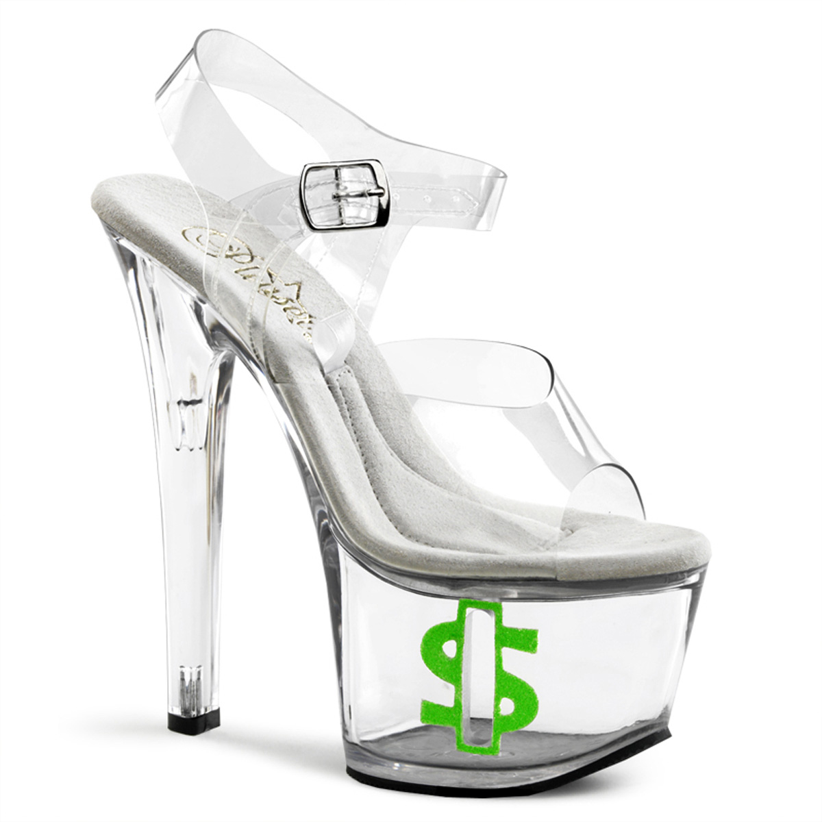 PLEASER TIPJAR-708-8 6 3/4" Sandal Clr/Clr