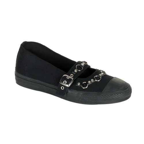 CLEARANCE TROUBLE-01 *O-Ring Maryjane Blk Canvas Sneaker BLK CANVAS